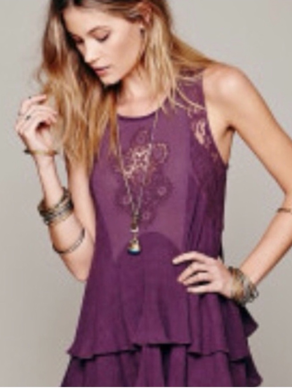 Free People Sleeveless Lace-Detail Women's Top